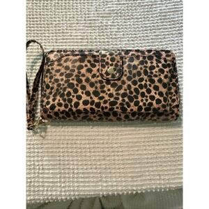 Leopard Print Faux Leather Wristlet Wallet Zipper Card Holder Phone Handbag B9